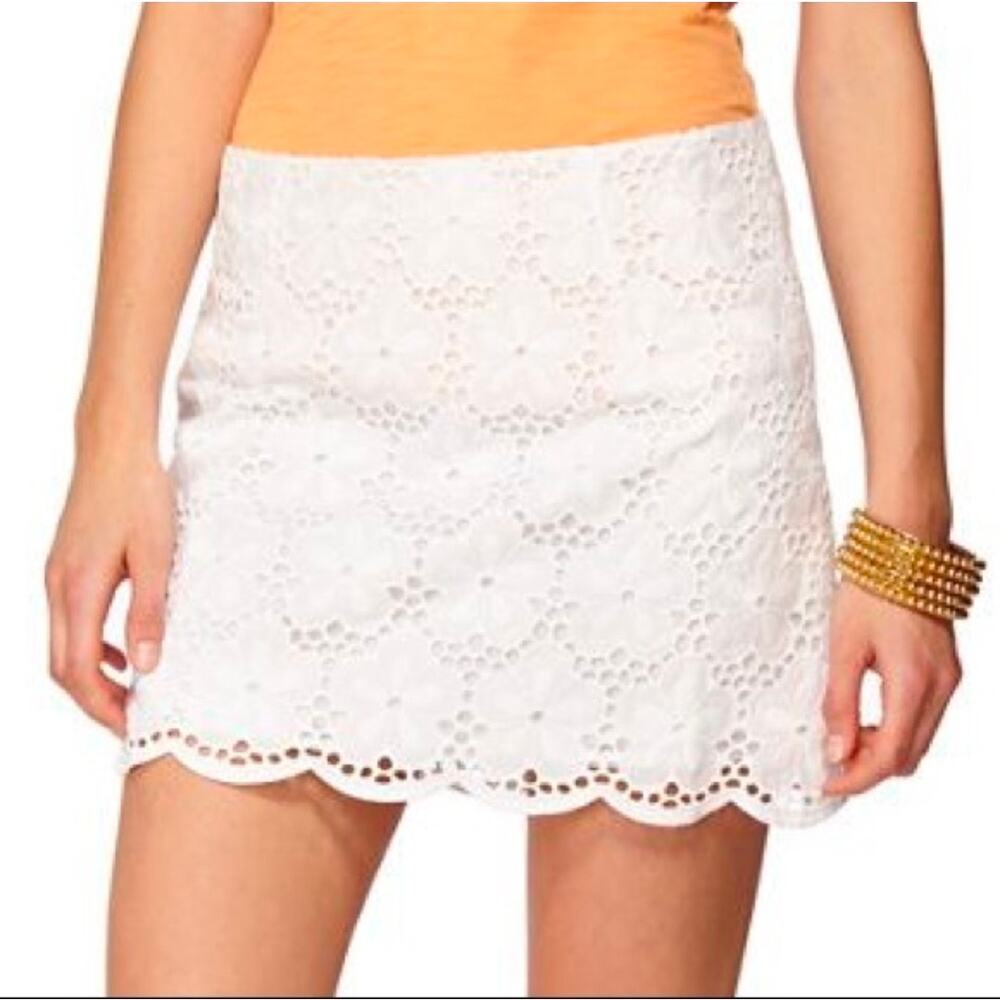 Lilly Pulitzer white lace eyelet Tate skirt 12